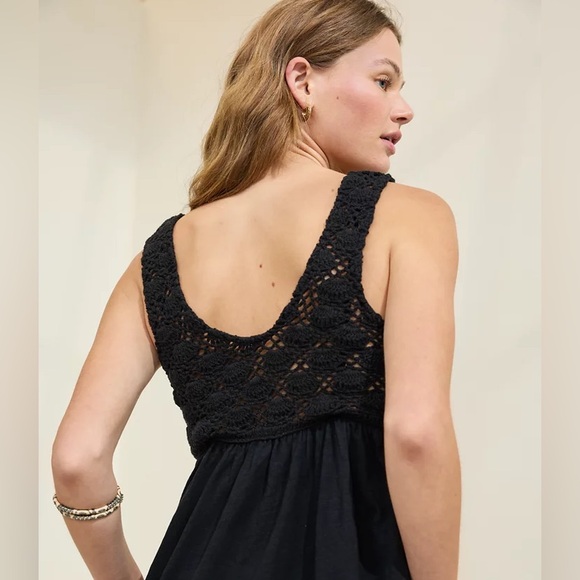 NWT Aerie Elegant Black Maxi Dress with Crochet Detail Small - Picture 2 of 9